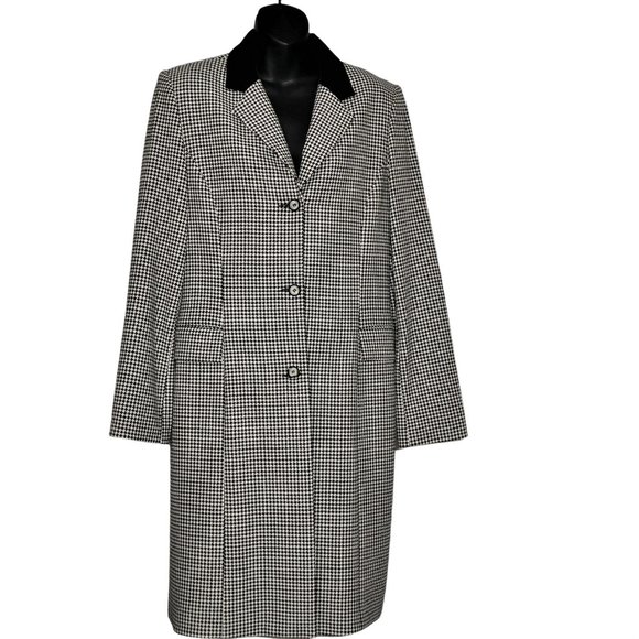 HOLT RENFREW Vintage Houndstooth Wool Coatdress  Size 10 - Picture 1 of 10